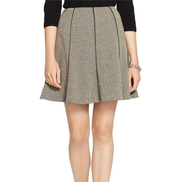 Ralph Lauren Faux Leather Trim Wool Tweed Skirt - Picture 2 of 8